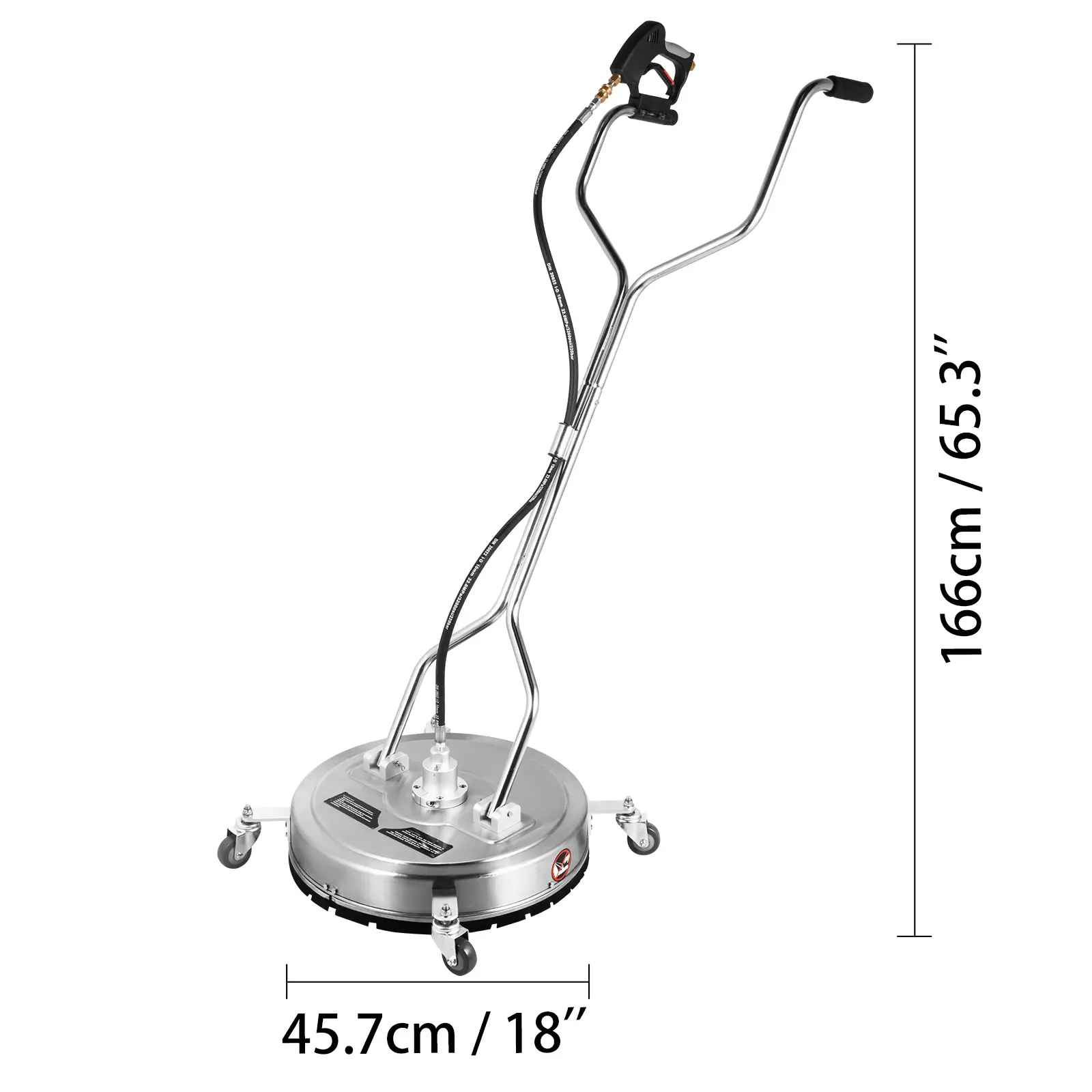 SucceBuy 18-24 Inch Flat Surface Cleaner W/ 3 Nozzle Stainless Steel 4000PSI Pressure Washer Rotating Flat Surface Cleaning