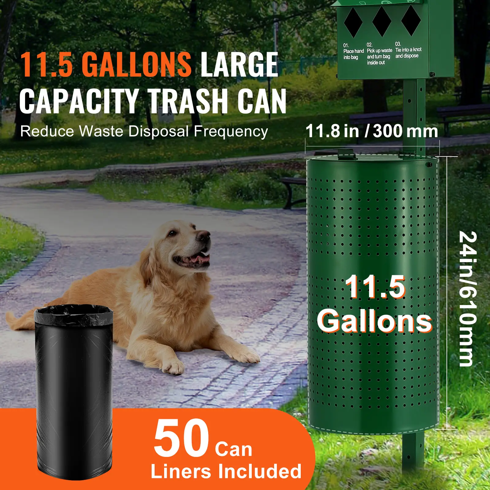 SucceBuy Dog Waste Station with Hand Wash Bottle Commercial Dog Poop Station Bag Dispenser Dog Waste Disposal System for Outdoor