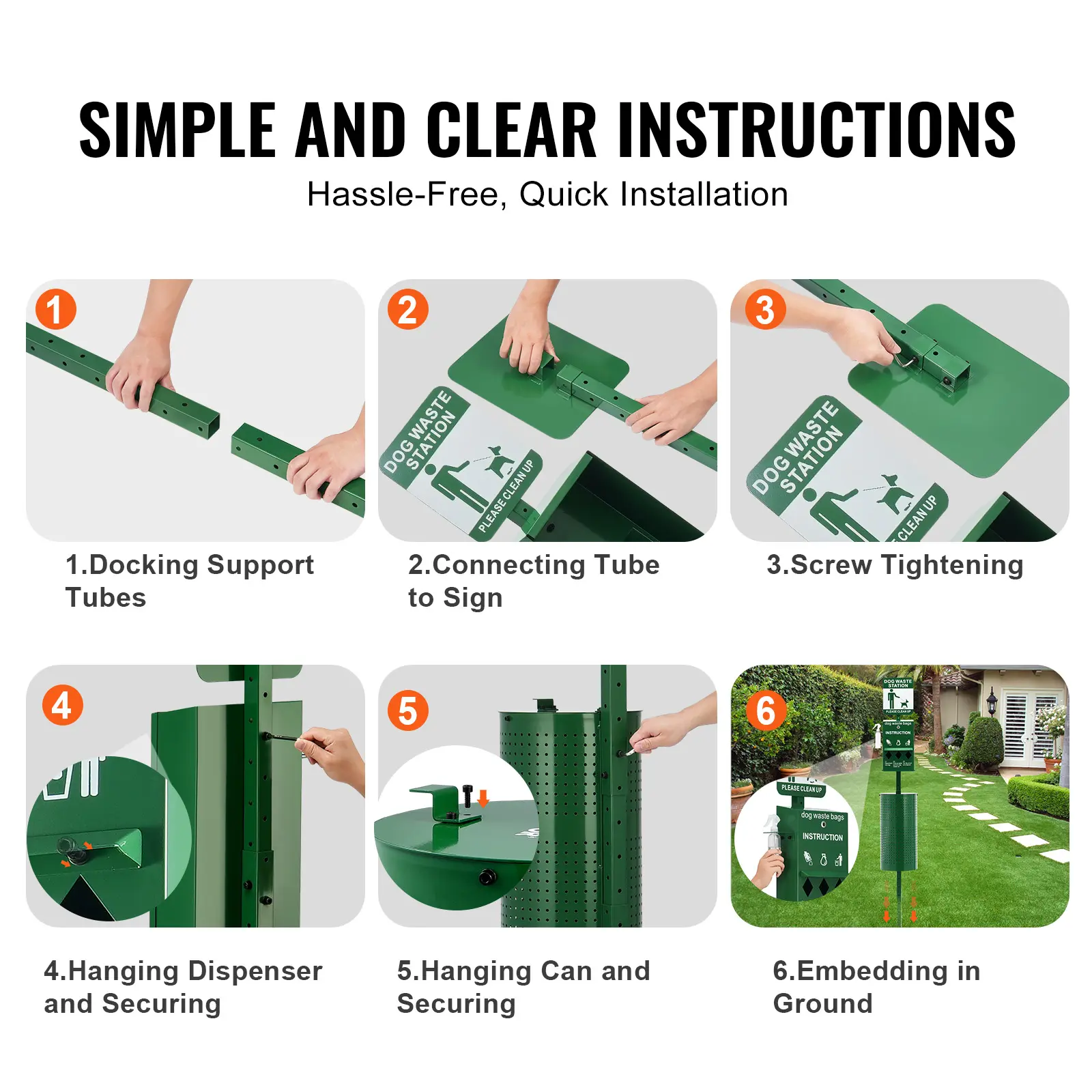 SucceBuy Dog Waste Station with Hand Wash Bottle Commercial Dog Poop Station Bag Dispenser Dog Waste Disposal System for Outdoor