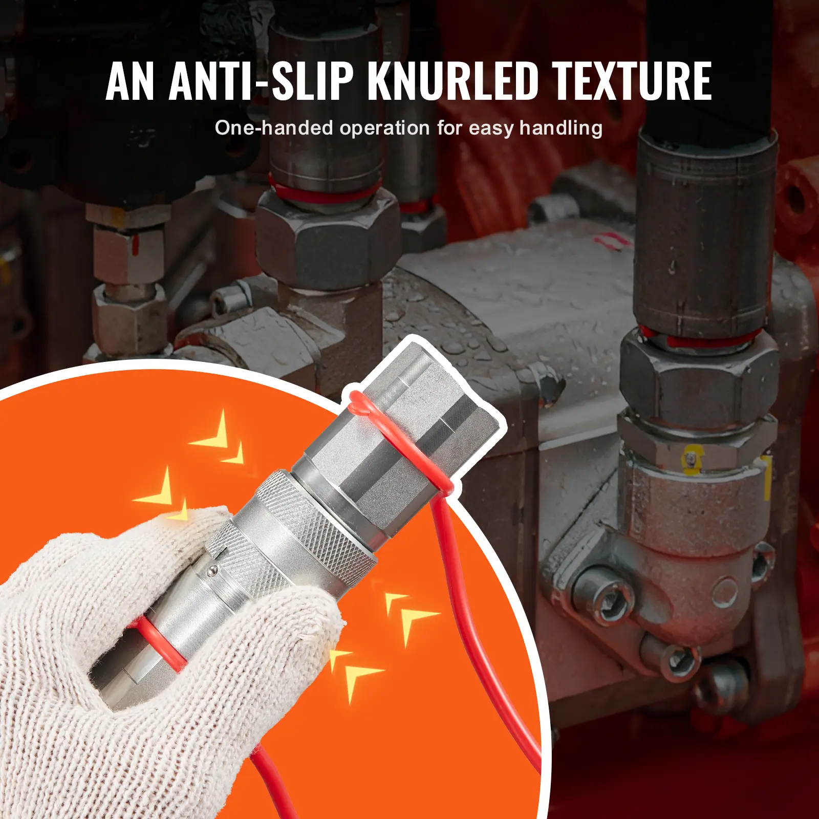 SucceBuy 1/2" Flat Face Hydraulic Couplers 1/2" NPT Skid Steer Hydraulic Quick Connect Couplers with 2 Dust Caps, Seal Dust Caps