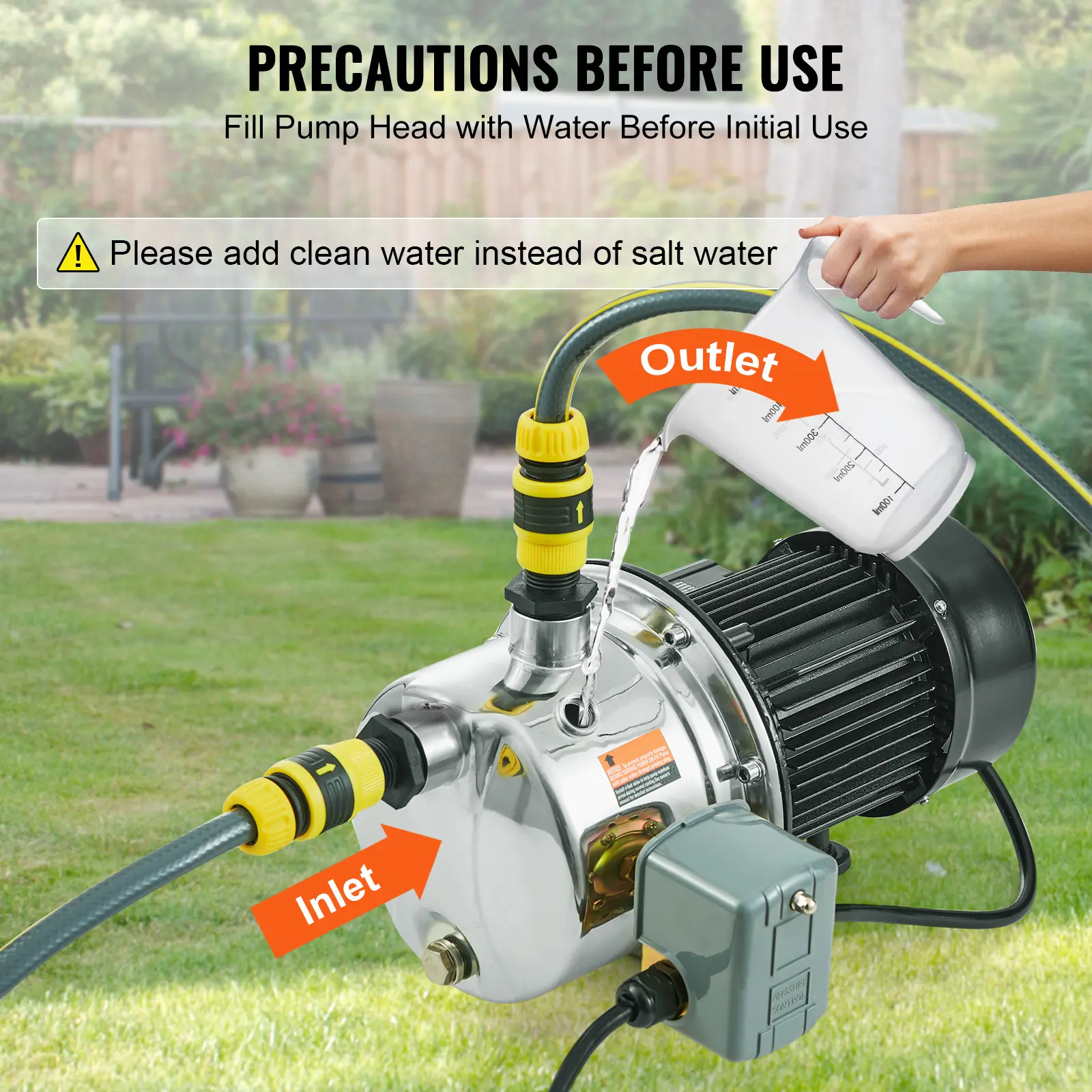SucceBuy Shallow Well Jet Pump 115 V Cast Iron / Stainless Steel Irrigation Water Pump for Agricultural Garden Irrigation System