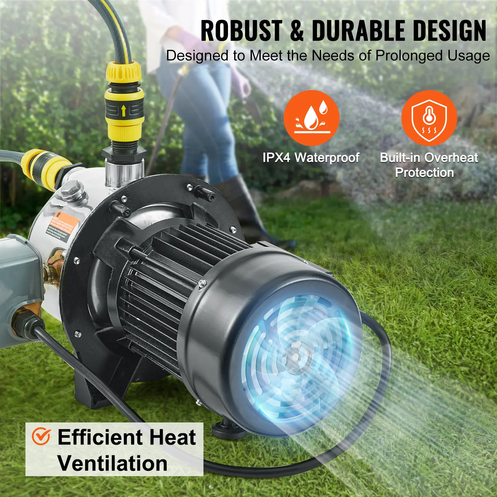 SucceBuy Shallow Well Jet Pump 115 V Cast Iron / Stainless Steel Irrigation Water Pump for Agricultural Garden Irrigation System