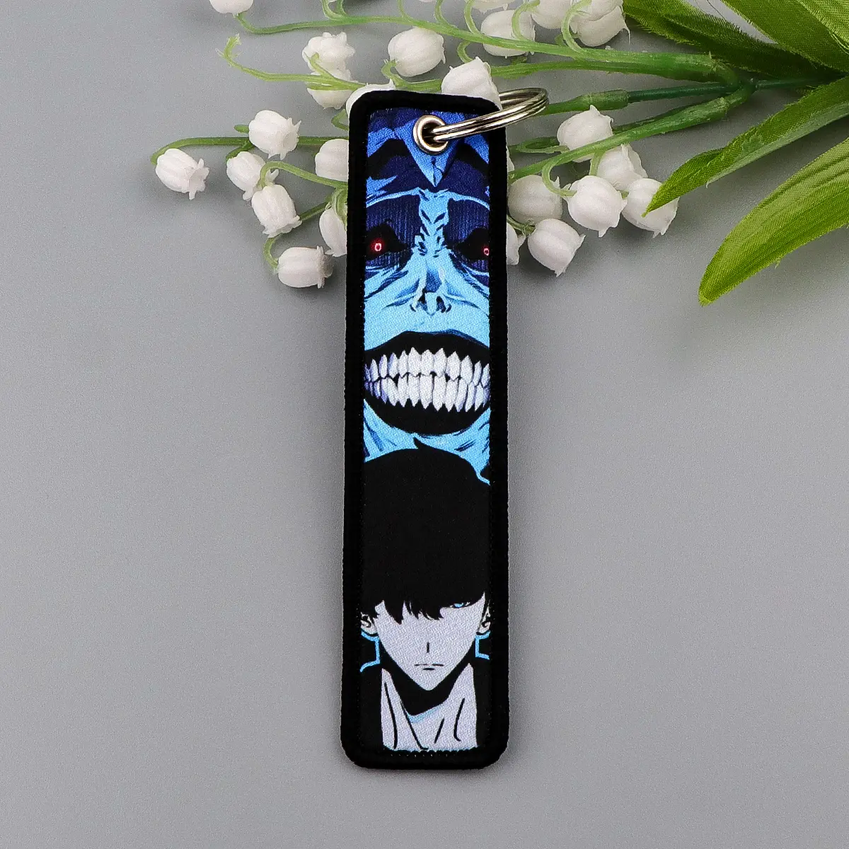 Anime Kaneki Ken Key Chain for Men Women Embroidery Key Fobs Holder Manga Key Tag Key Ring Fashion Accessories Gifts