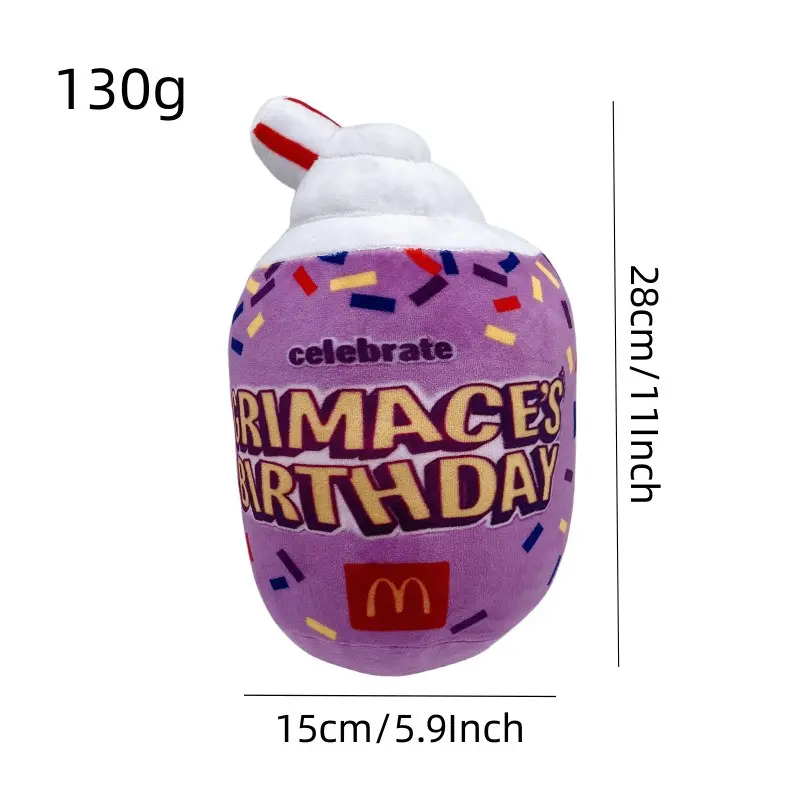 New 20cm Grimace Shake Yellow Hat Plush Toys Cartoon Purple Grimace Milkshake Killer Monster Dolls for Birthday Christmas Gifts