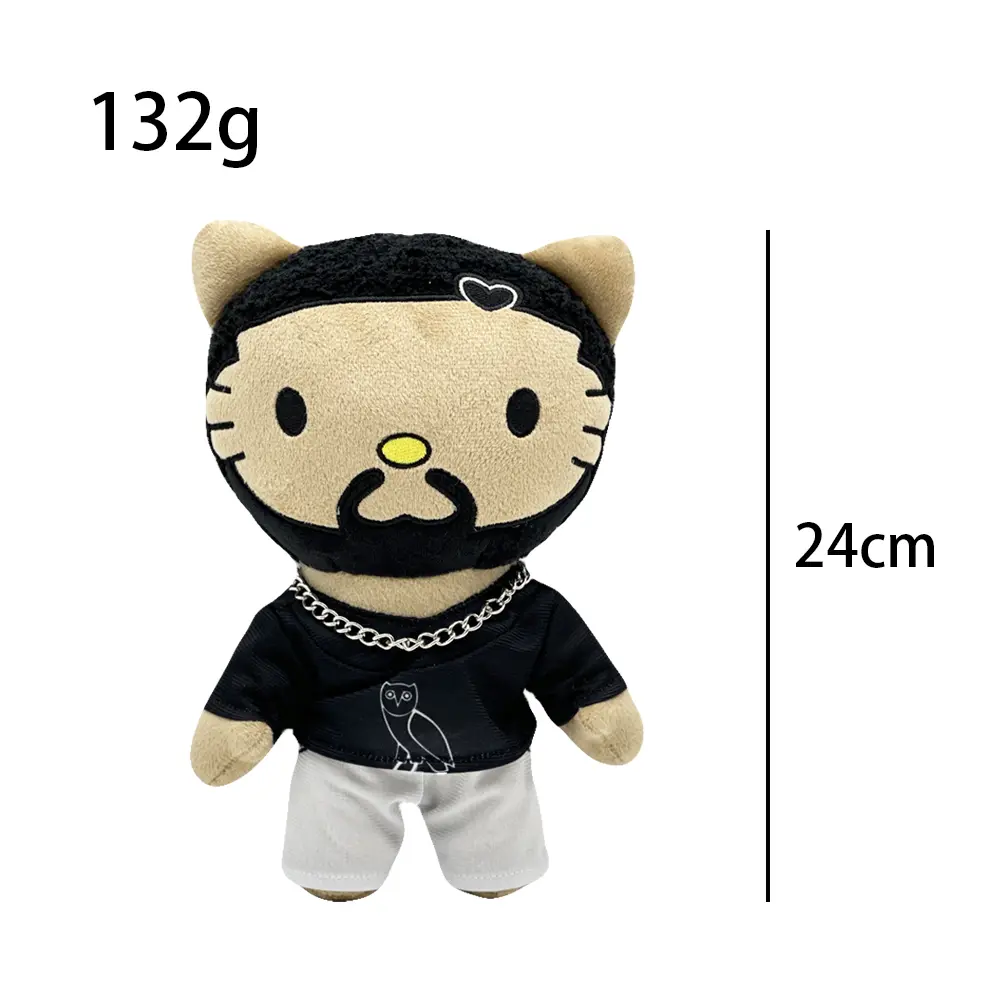 Hello Kitty Drake Plush Doll with Black Casual Suit Plush Doll Figure Stuffed Toys Cute Boys Girls Christmas Gift