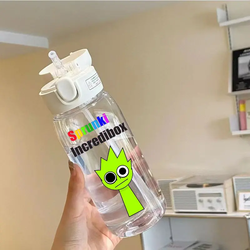 Sprunki Incredibox Cartoon 400ML/600ML Game Drinking Water Cup Childrens Transparent with Straw Bottle Large capacity Gifts