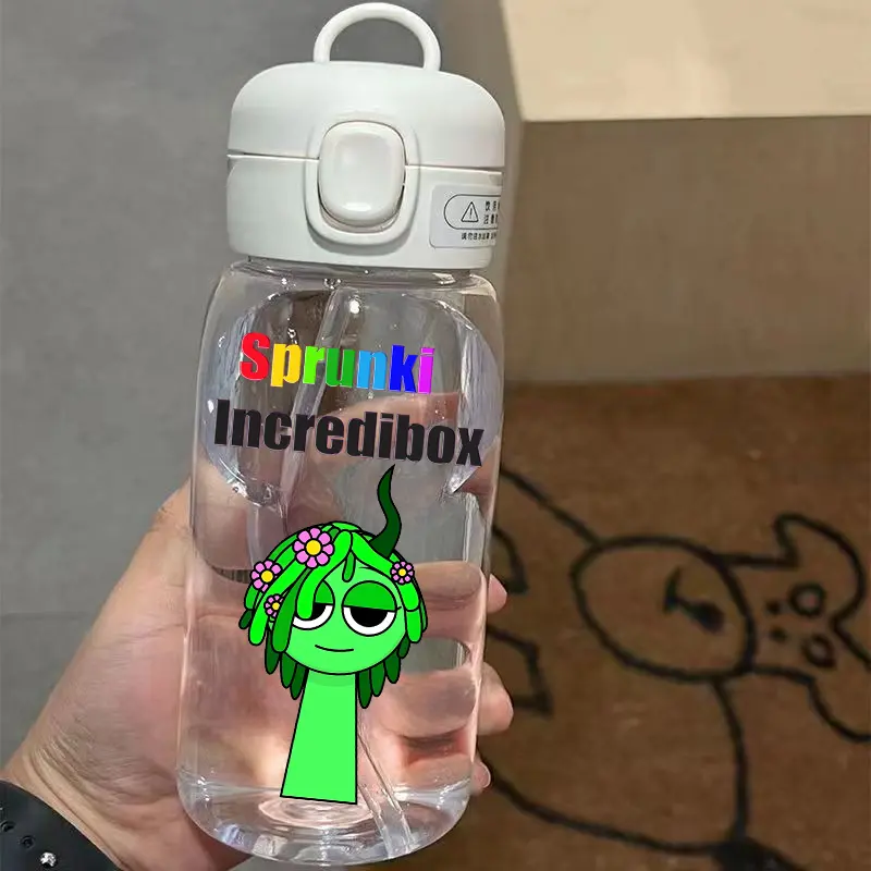 Sprunki Incredibox Cartoon 400ML/600ML Game Drinking Water Cup Childrens Transparent with Straw Bottle Large capacity Gifts