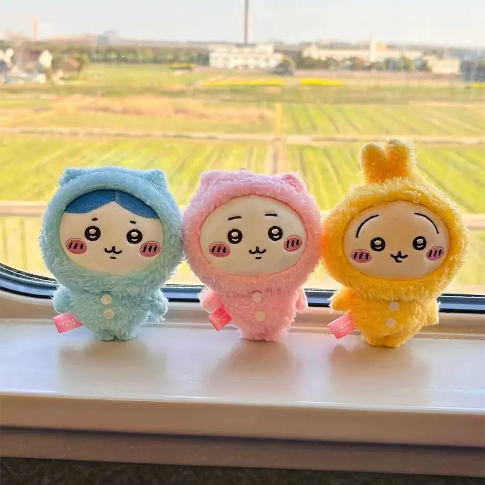 10CM Chiikawa Pajama Plush Pendant Keychain Cartoon Usagi Hachiware Usachi Doll Pendant Keychains Chiikawa Plush Doll Toys Gifts