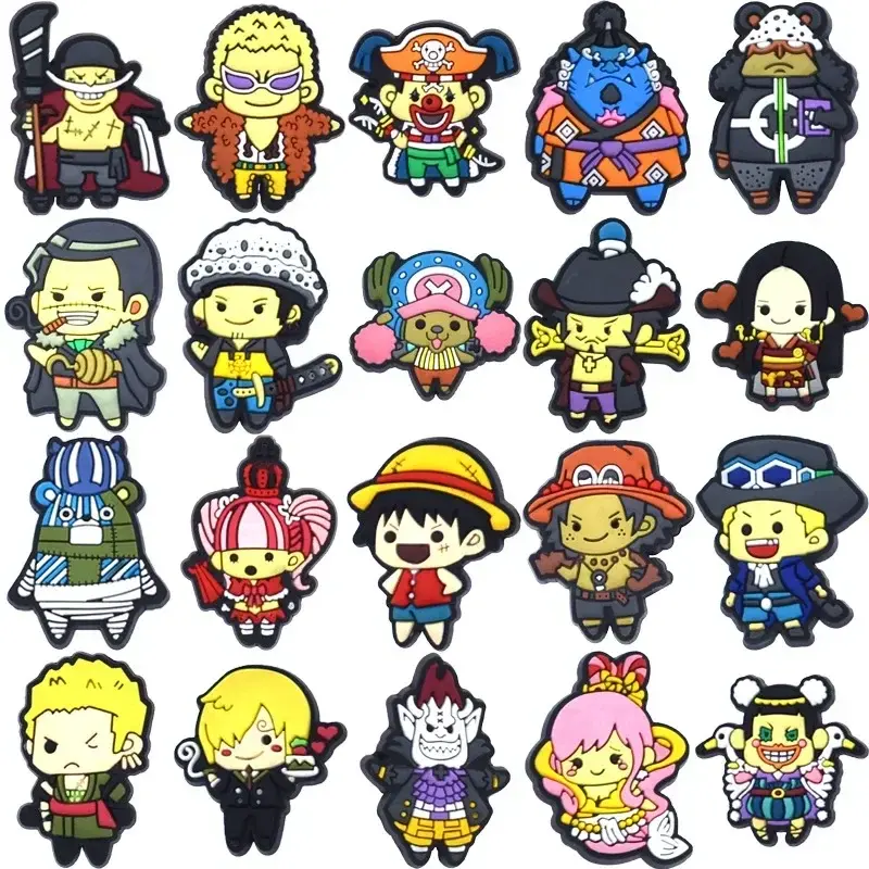 One piece Cartoon PVC Shoe Charms Sandal Accessories Anime Fantasy Adventure Shoe Buckle Decoration for Croc kids gifts