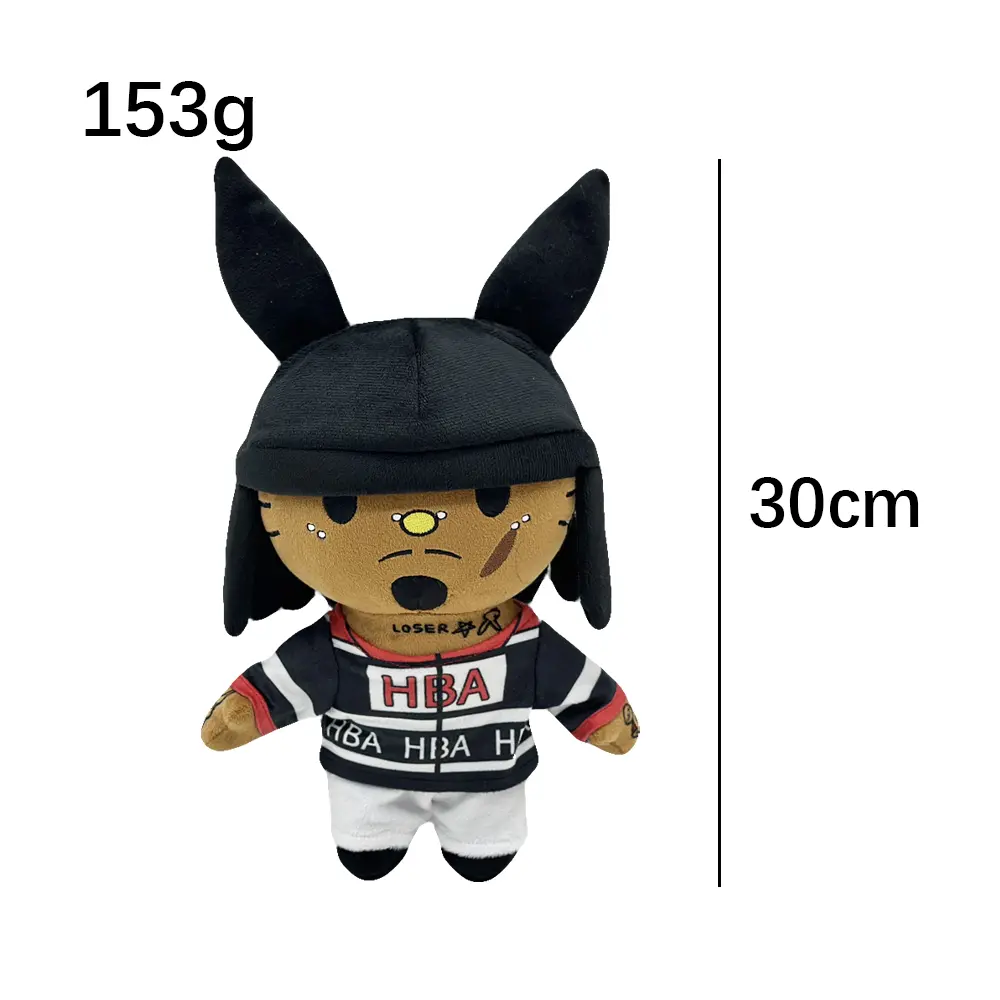 Hello Kitty Playboi Carti With Black Rabbit Hat Plush Doll Figure Stuffed Toys Cute Boys Girls Christmas Gift