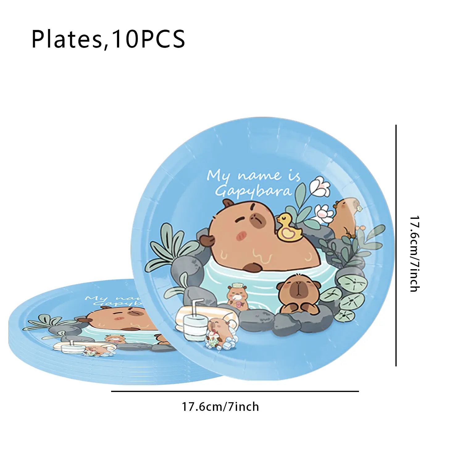 Capybara Paper Plates Cups Tablecloth Capybara Birthday Decorations Kids Party Supplies Foil Number Balloons Kit Cake Topper