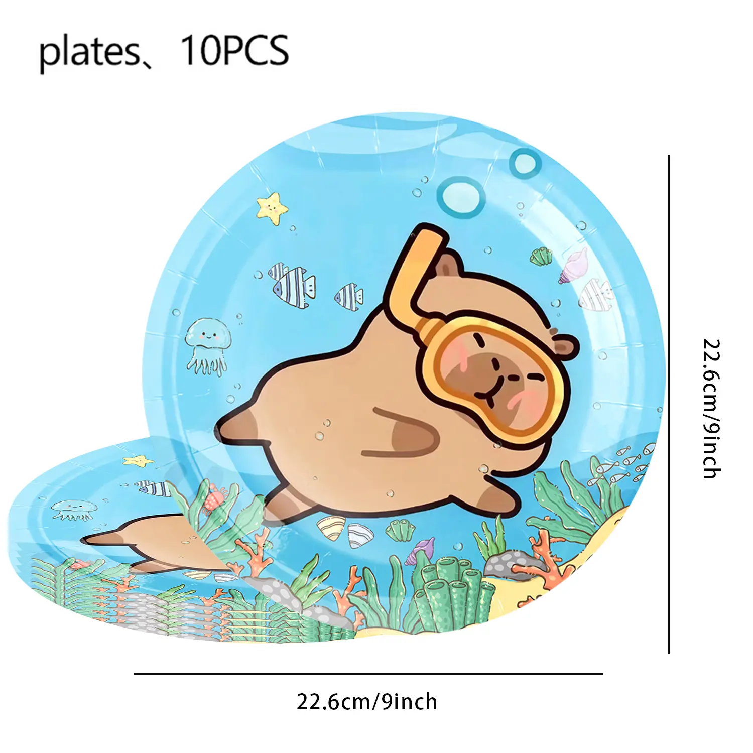 Capybara Paper Plates Cups Tablecloth Capybara Birthday Decorations Kids Party Supplies Foil Number Balloons Kit Cake Topper