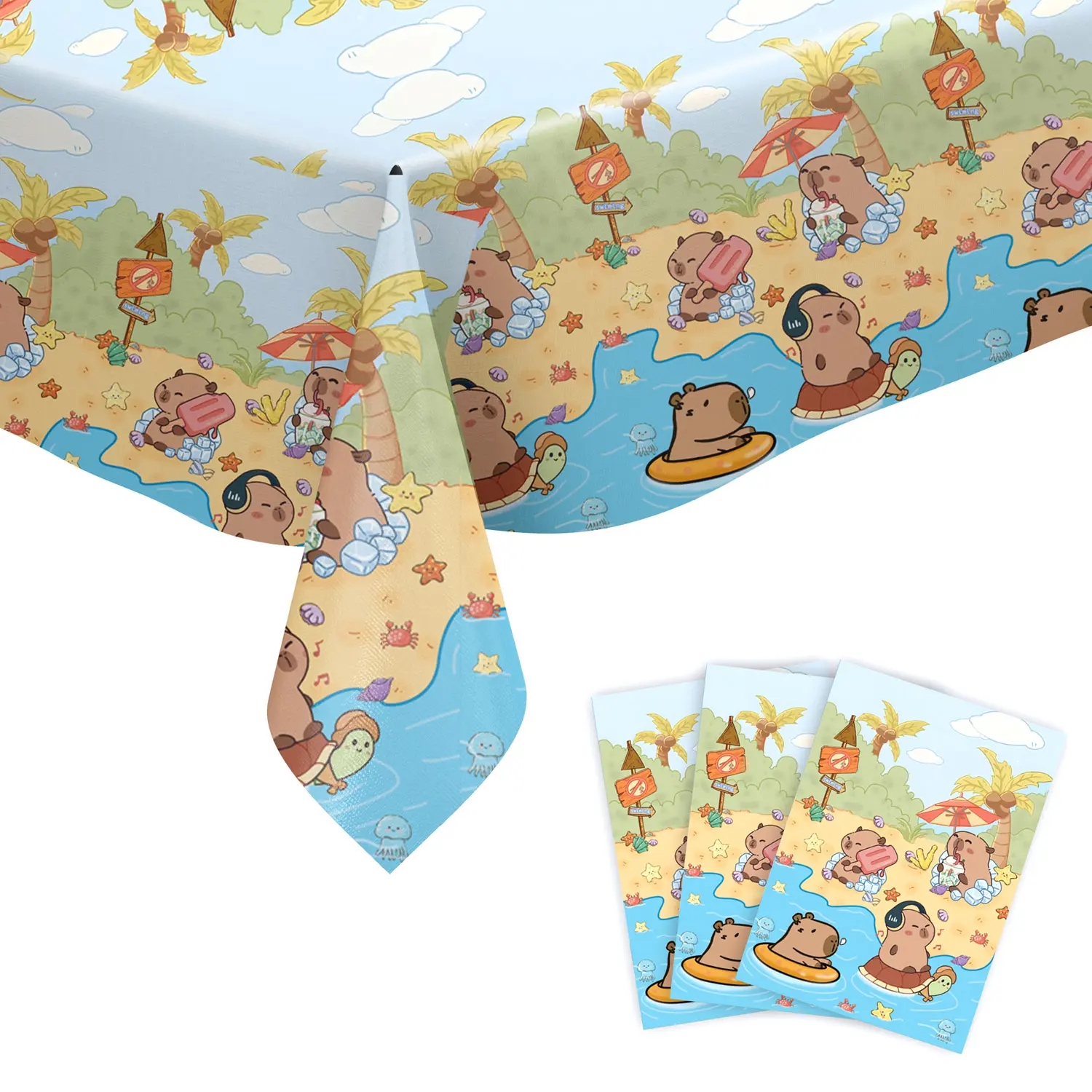 Capybara Paper Plates Cups Tablecloth Capybara Birthday Decorations Kids Party Supplies Foil Number Balloons Kit Cake Topper