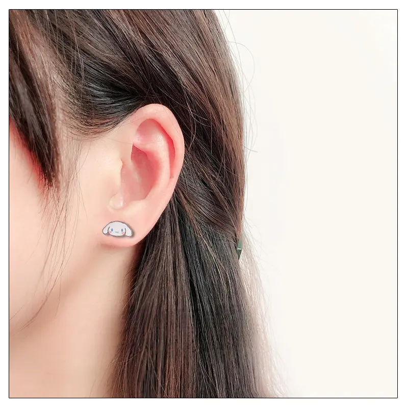 Kawaii Sanrio Cinnamoroll Earrings Anime Cartoon Cute Beauty Niche Design Student Simple Jewelry Accessory Decoration Girls Gift