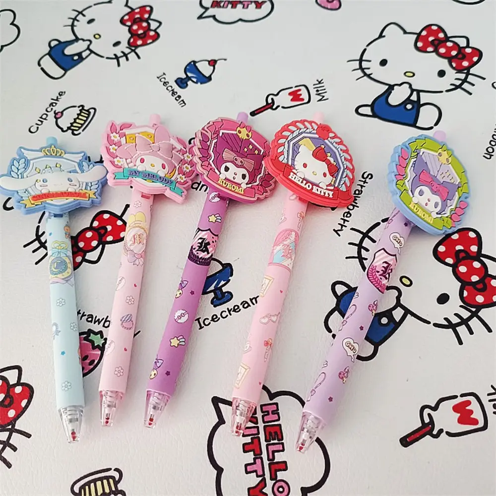Sanrio Series Black Press Gel Pens Cute Hello Kitty Melody Kuromi Cinnamoroll School Supplies Student Stationery Gifts for Girls
