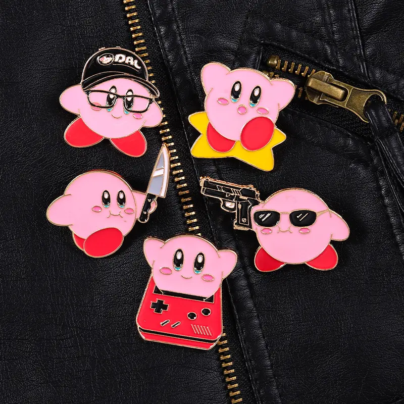Funny Game Kirby Enamel Pins Metal Magic Anime Brooch Backpack Hat Bag Collar Lapel Badges Men Women Fashion Jewelry Collection