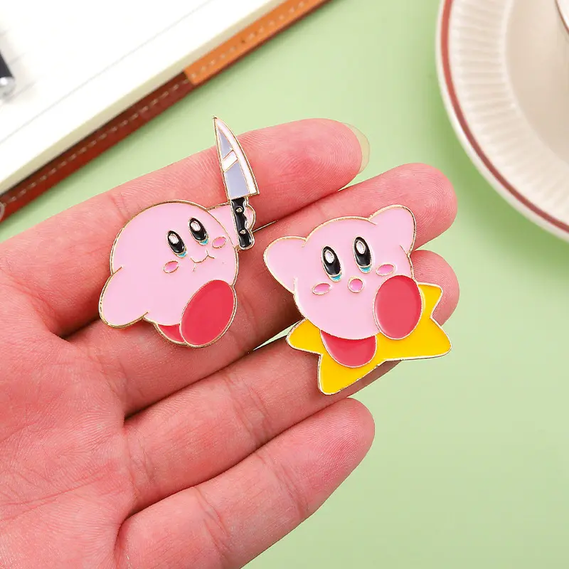 Funny Game Kirby Enamel Pins Metal Magic Anime Brooch Backpack Hat Bag Collar Lapel Badges Men Women Fashion Jewelry Collection