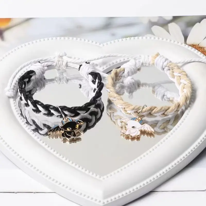 Anime Toothless Dragon Light Sha Dragon Weaving Couple Magnetic Bracelet Ins Style Girlfriend Adjustable Hand Rope Birthday Gift