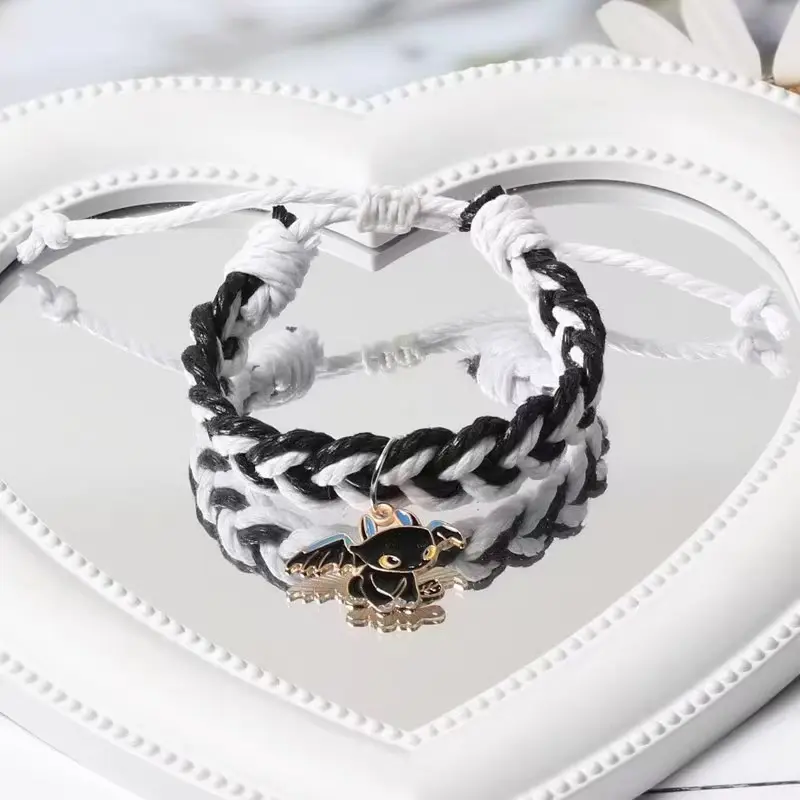 Anime Toothless Dragon Light Sha Dragon Weaving Couple Magnetic Bracelet Ins Style Girlfriend Adjustable Hand Rope Birthday Gift