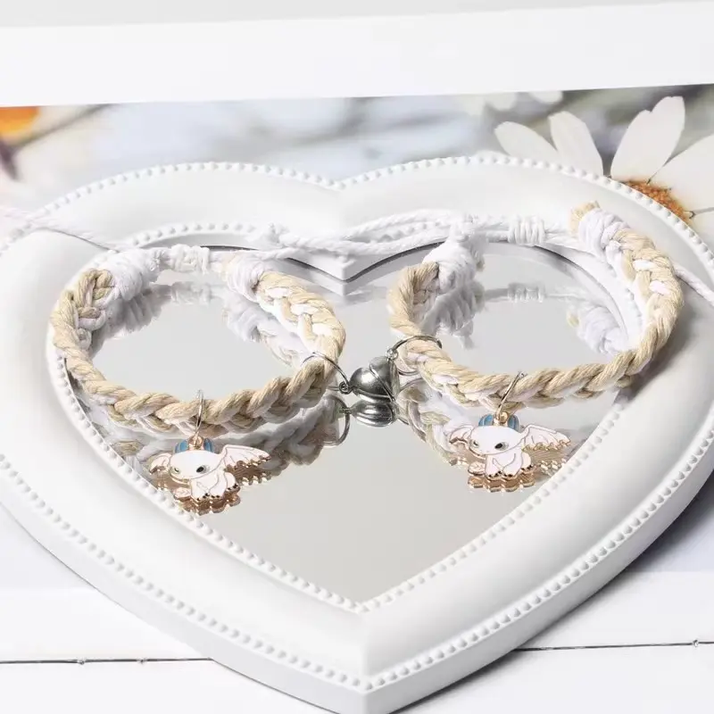 Anime Toothless Dragon Light Sha Dragon Weaving Couple Magnetic Bracelet Ins Style Girlfriend Adjustable Hand Rope Birthday Gift