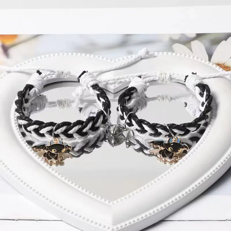 Anime Toothless Dragon Light Sha Dragon Weaving Couple Magnetic Bracelet Ins Style Girlfriend Adjustable Hand Rope Birthday Gift