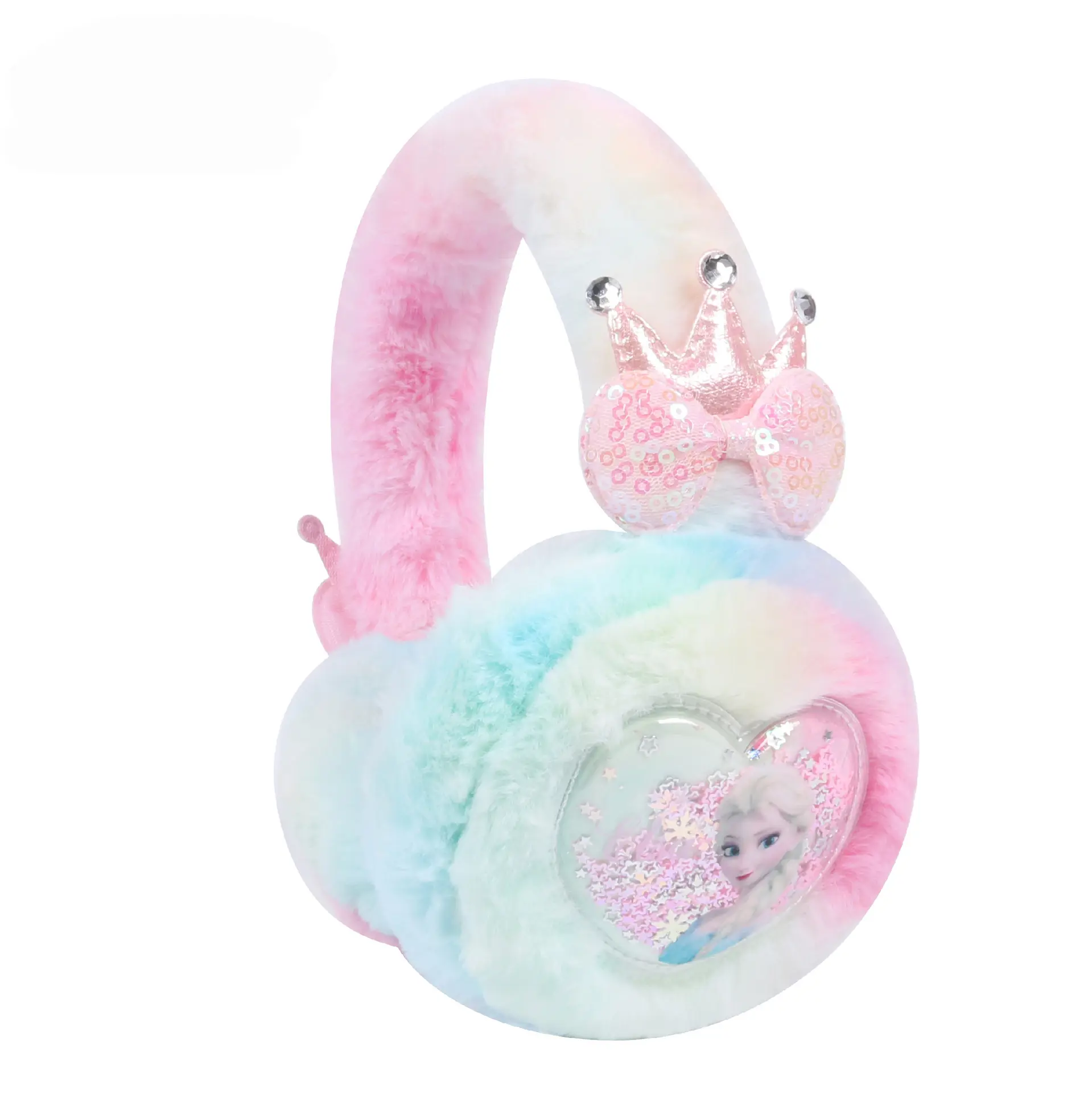 Cartoon Disney Princess Elsa children's earmuffs Kawaii autumn and winter warm plush ear warmers for students to prevent cold