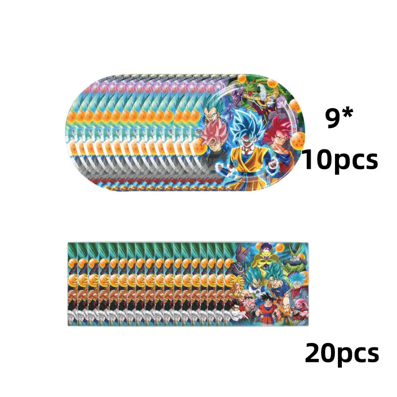 Goku Dragon Ball Z Cartoon Tableware Party Table7-inch 9-inch Plates Tissues Tablecloths Knives Forks Spoons Party Supplie