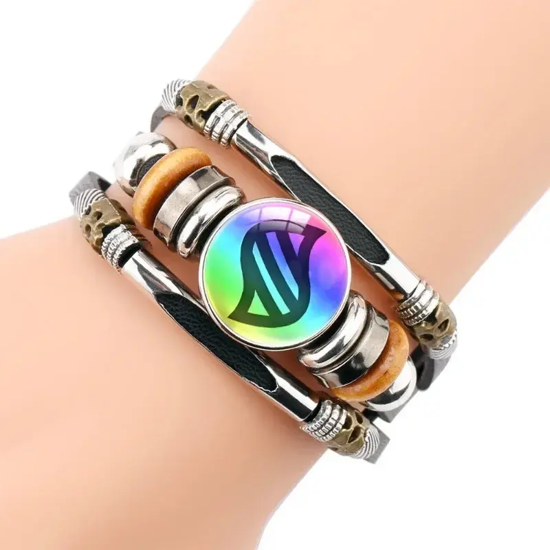 20cm Cartoon Pikachu Mega Stone Cowhide Bracelet Anime Peripheral Cosplay Wristband Fashion Glass Cabochon Adjustable Bracelet