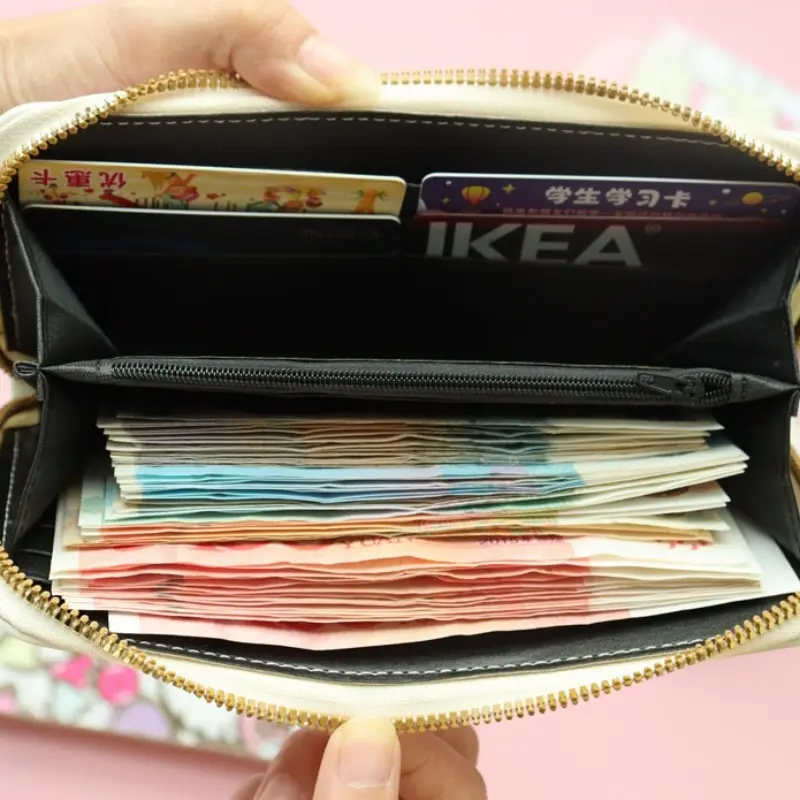 Pikachu Cartoon Large Capacity Wallet Anime Portable Pu Purse Storage Bag Card Holder Kids Cute Bus Credit Card Long Wallet Gift