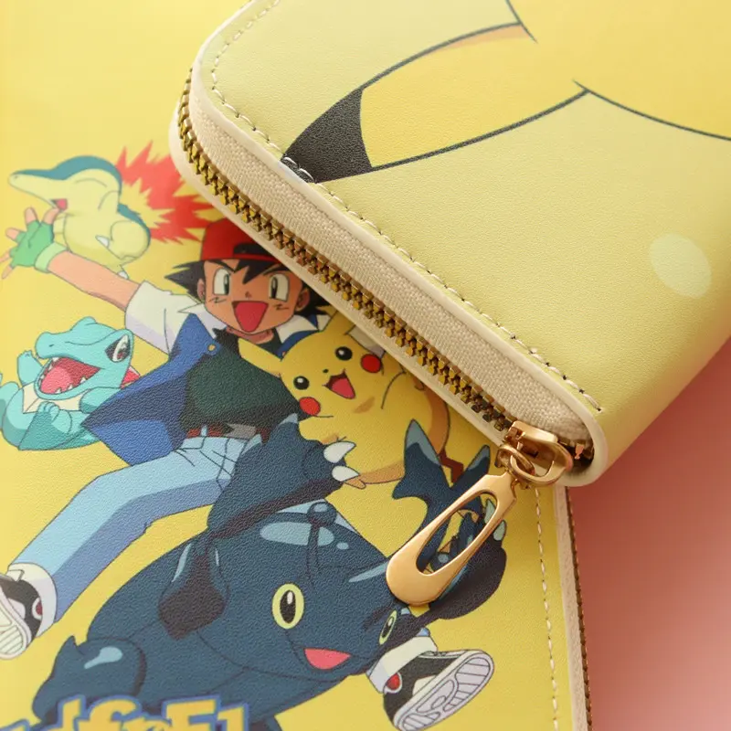 Pikachu Cartoon Large Capacity Wallet Anime Portable Pu Purse Storage Bag Card Holder Kids Cute Bus Credit Card Long Wallet Gift