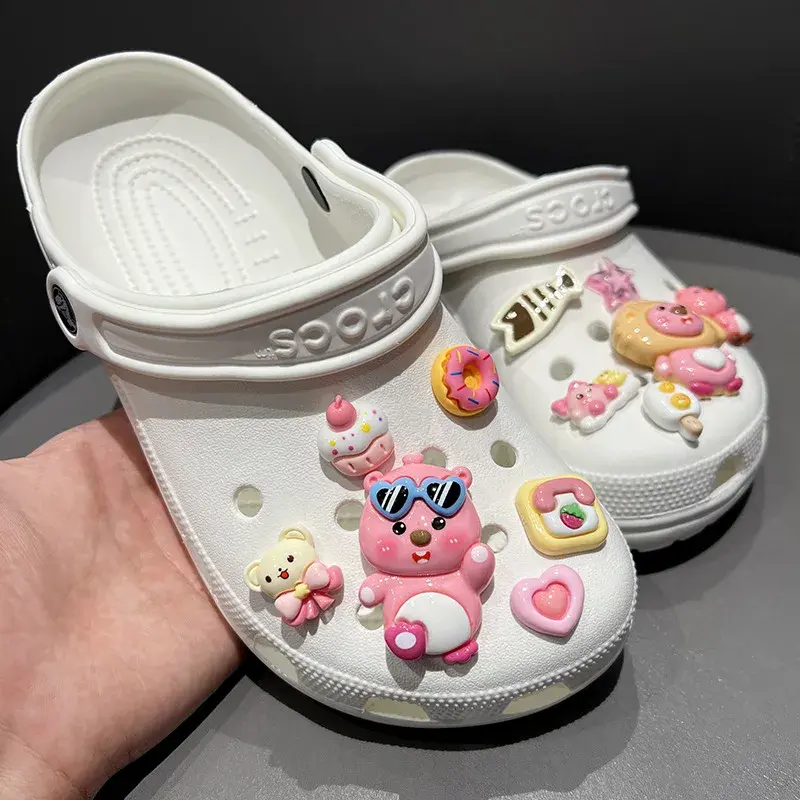 12pcs Loopy New Cartoon Kawaii Hole Shoes Buckle Cake DIY Decoration Removable Shoes Accessories Girl for Gifts