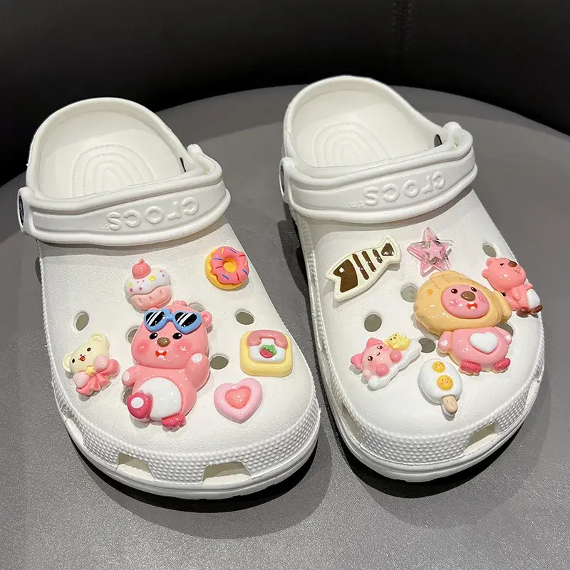 12pcs Loopy New Cartoon Kawaii Hole Shoes Buckle Cake DIY Decoration Removable Shoes Accessories Girl for Gifts