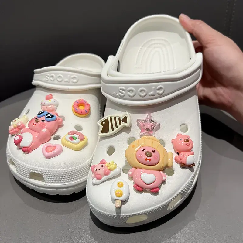 12pcs Loopy New Cartoon Kawaii Hole Shoes Buckle Cake DIY Decoration Removable Shoes Accessories Girl for Gifts