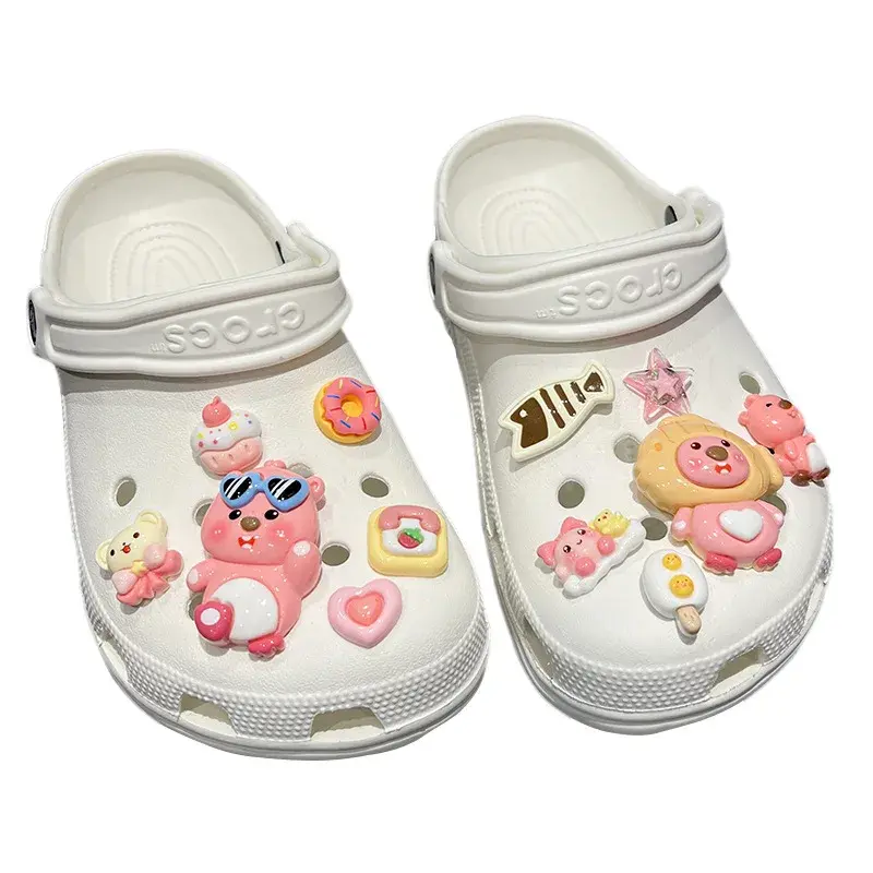 12pcs Loopy New Cartoon Kawaii Hole Shoes Buckle Cake DIY Decoration Removable Shoes Accessories Girl for Gifts