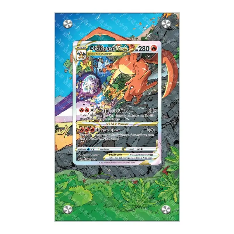 Pokemon PTCG Charizard Mewtwo Acrylic Extended Painting Stuck Brick Anime Classics Game Collection Card Display Stand