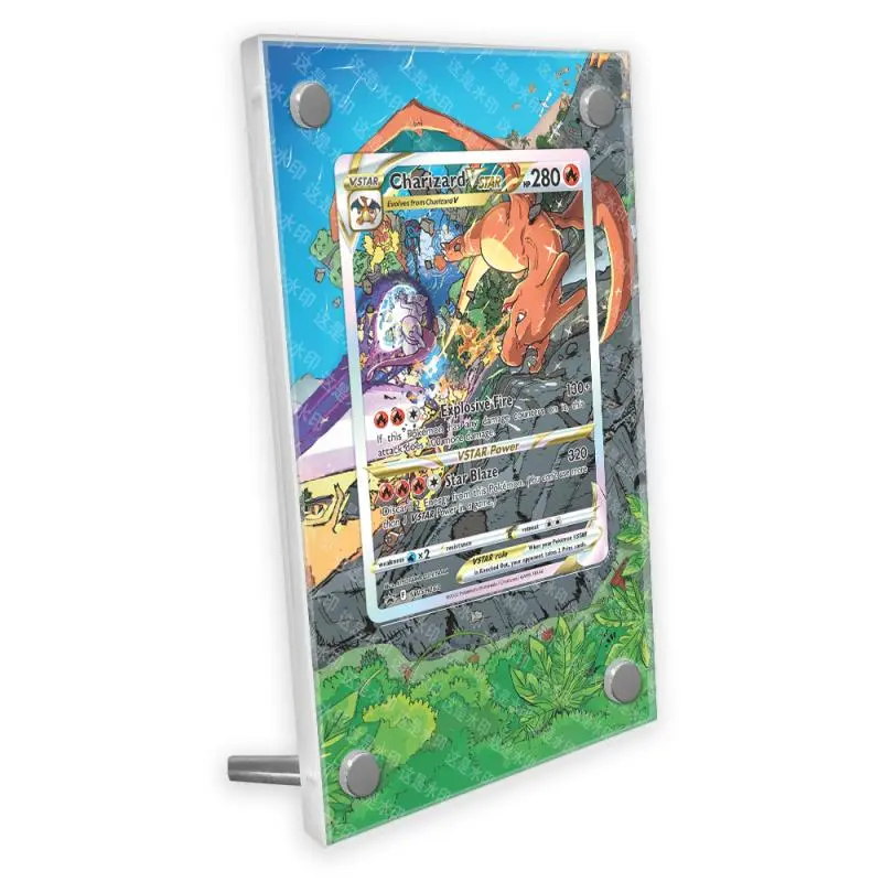 Pokemon PTCG Charizard Mewtwo Acrylic Extended Painting Stuck Brick Anime Classics Game Collection Card Display Stand