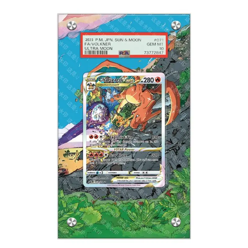 Pokemon PTCG Charizard Mewtwo Acrylic Extended Painting Stuck Brick Anime Classics Game Collection Card Display Stand