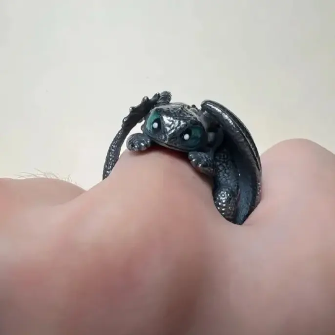 Cute Toothless Ring Anime Dragon Taming Master Role Playing Adjustable Ring