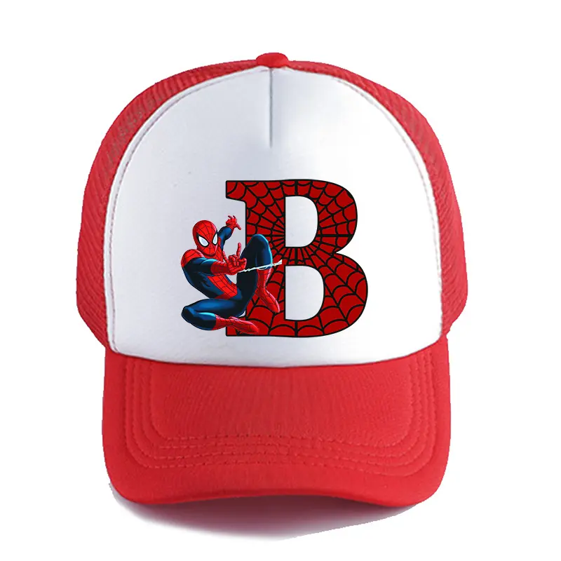 Marvels SpiderMans Boys Baseball Caps Letters Kids Outdoor Sports Breathable Mesh Hat Cute Cartoon Anime Sunbonnet Birthday Gift
