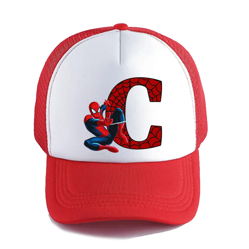 Marvels SpiderMans Boys Baseball Caps Letters Kids Outdoor Sports Breathable Mesh Hat Cute Cartoon Anime Sunbonnet Birthday Gift