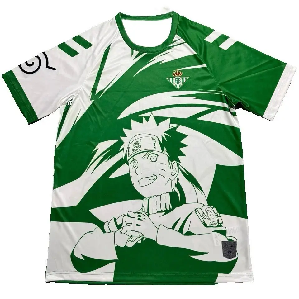 Retro Real Betis X NARUTO Special Edition Player Edition Men and Women Casual T-shirt Neutral T-shirt Quick Drying Breathable
