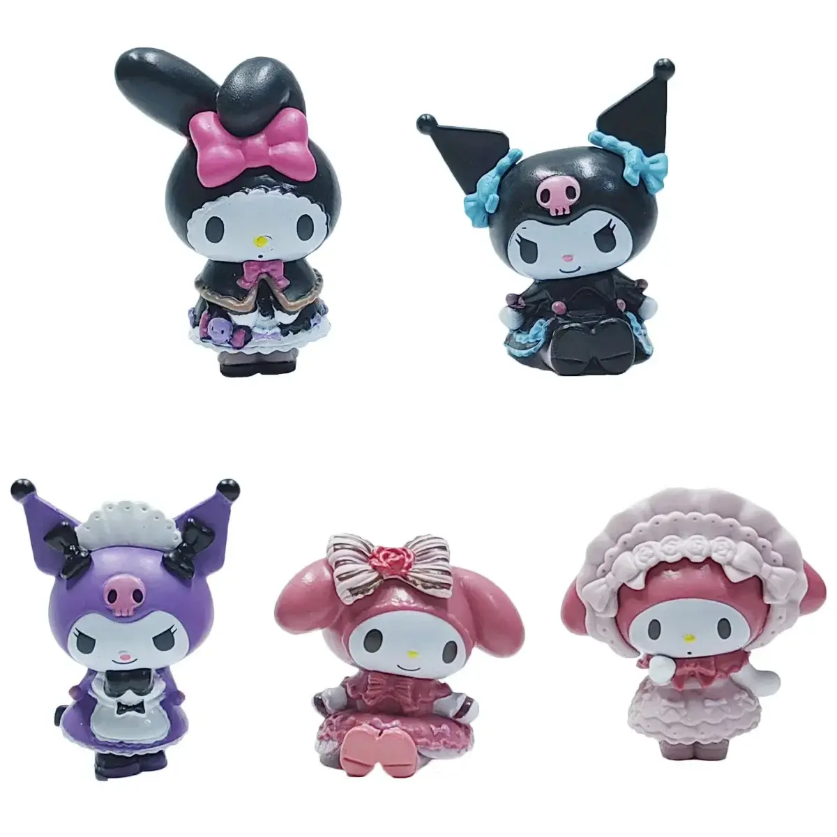 5Pcs Set Sanrio Anime Figure Doll 3-4cm Kawaii Kuromi Melody Model Accessories Children's Toys Gift Action Figures Hobbies Gifts