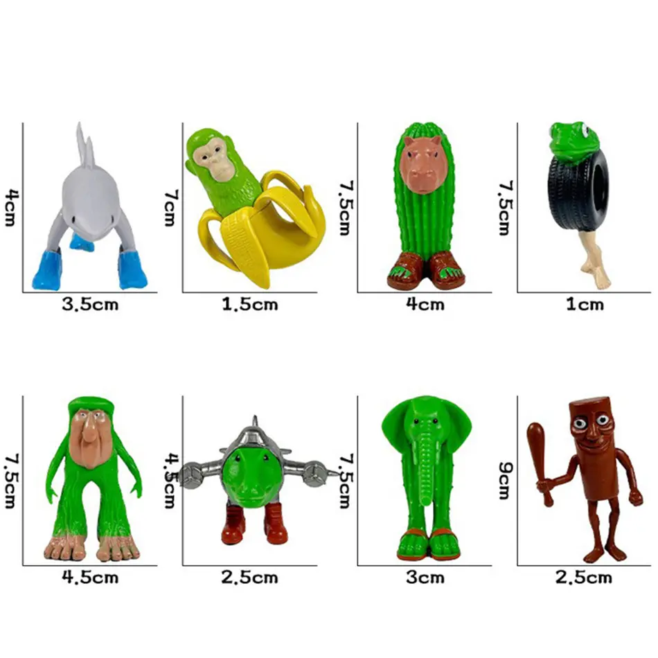 Anime 8pcs Tung Sahur Figure Toys Tralalero Tralala Figures Bombardino Crocodilo Shimpanzini Bananini Model Figures Decor Gifts