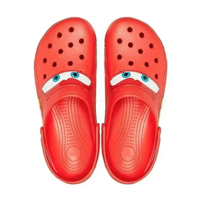 Disney New Lightning Mcqueen Pixar Cartoon Solid Waterproof Slippers Beach Shoes Sandals Casual Breathable Ankle-Wrap Shoes Gift