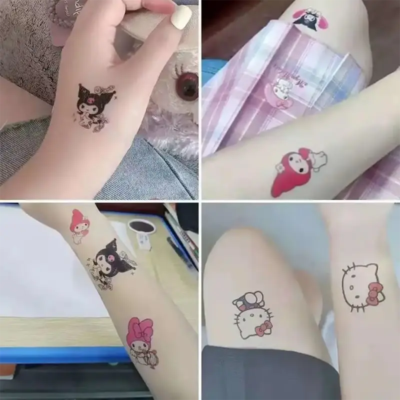 30Pcs Sanrio Cartoon Temporary Tattoos Stickers Kuromi Hello Kitty Cute Waterproof Durable Fake Tattoo Stickers Girls Boy Gifts