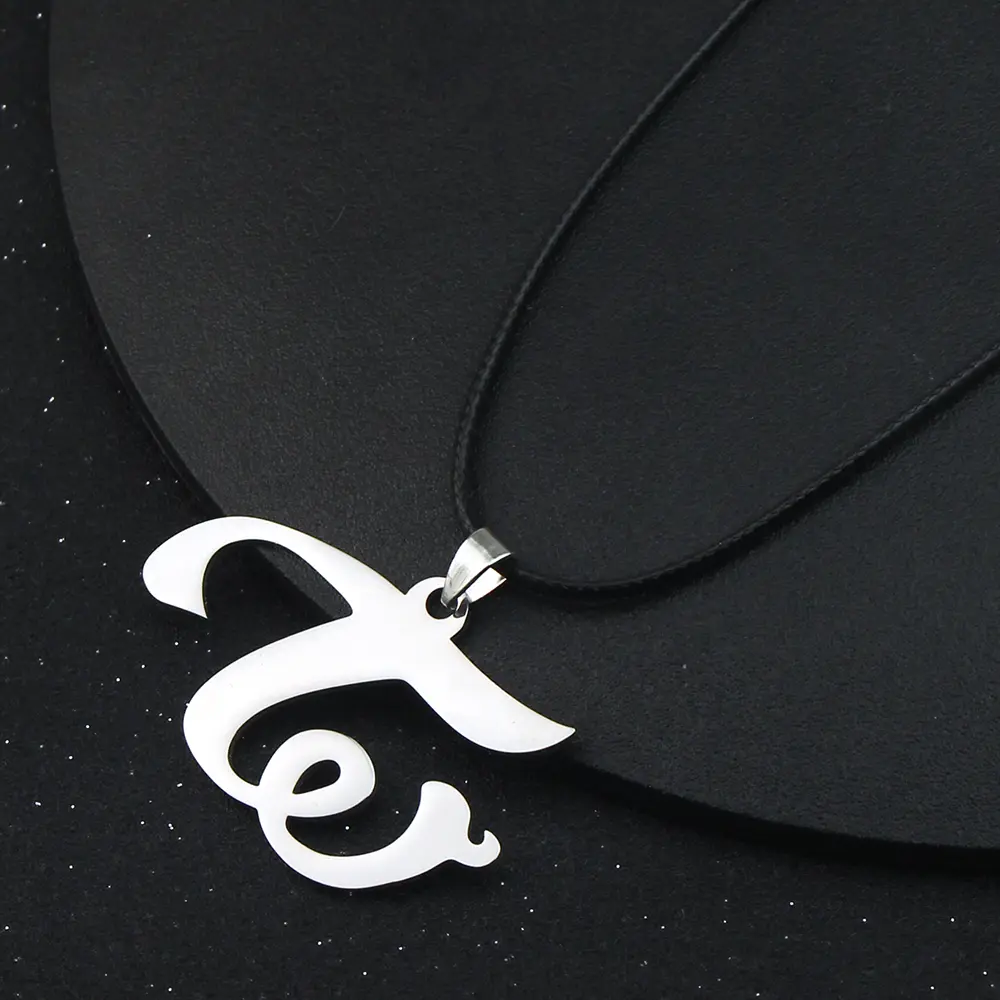 Kpop Group Twice W Logo Leather Titanium Steel Pendant Necklace For Women Jewelry Collares