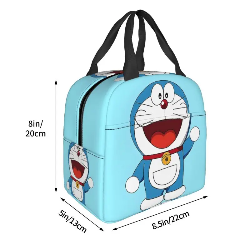 Custom D-Doraemons Cartoon Resuable Lunch Boxes for Women Waterproof Thermal Cooler Food Insulated Lunch Bag Office Work