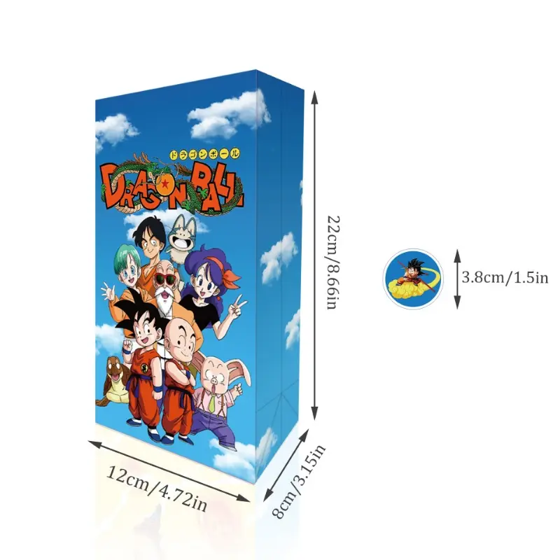 12pcs Dragon Ball Son Goku Gift Bags Anime Children Birthday Party Candy Bag Kraft Paper Packaging Boxes Treat Bag Supplies Gift