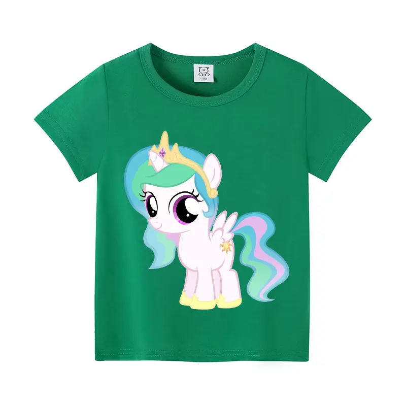 My Little Ponys Cotton T-shirt Summer Kids Clothes Kawaii Cartoon Unicorn Print Short Sleeve Girls Boys Tees Tops Children Gifts