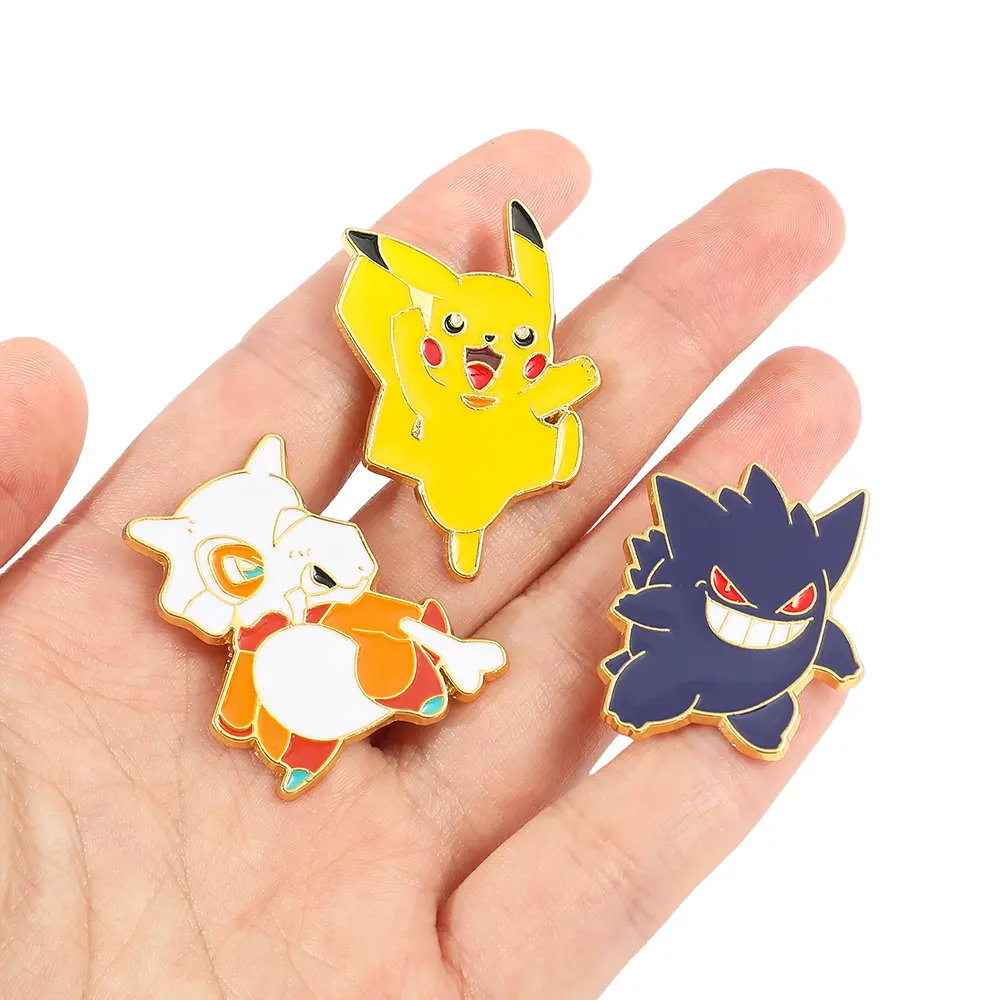 Anime Brooch Pins for Backpack  Brooch Pokeball Gengar Meowth Pikachu Squirtle Cute Enamel Pin Kids Gift Accessories